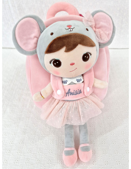 Ghiozdan personalizat fetita Soricica cu papusica detasabila 2