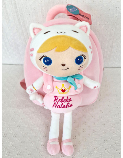 Ghiozdan personalizat fetita Pisi cu papusica detasabila 2