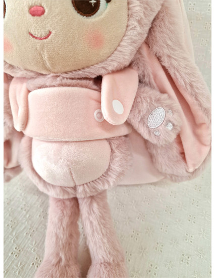 Ghiozdan personalizat fetita Iepuras blanos Roz...