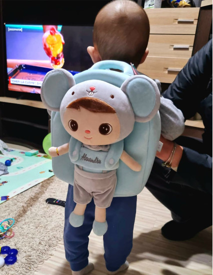 Ghiozdan personalizat baiat Soricel Baiat cu papusica... 2