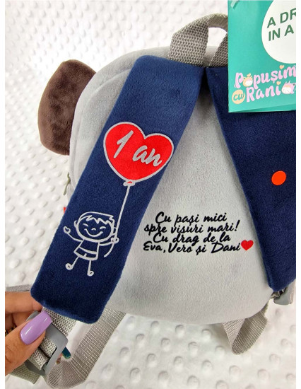 Ghiozdan personalizat baietel Elefant