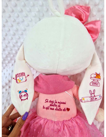 Papusa personalizata fetita Iepuras cu Fustita XL