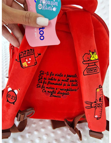 Ghiozdan personalizat fetita Buburuza cu papusica detasabila