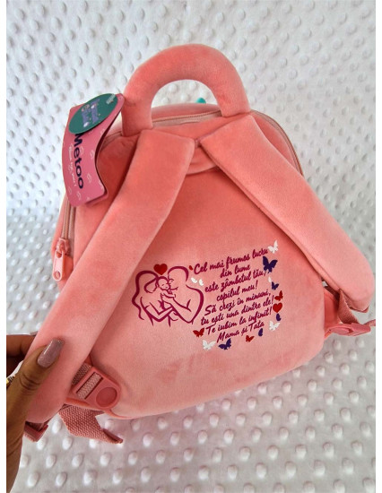 Ghiozdan personalizat fetita Iepuras Papusim cu papusica detasabila