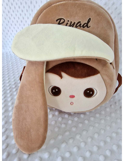 Ghiozdan personalizat baietel Iepur Bej