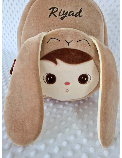 Ghiozdan personalizat baietel Iepur Bej