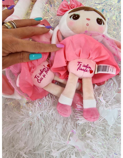 Păpusă personalizată din pluș Iepuraș cu fustiță mică