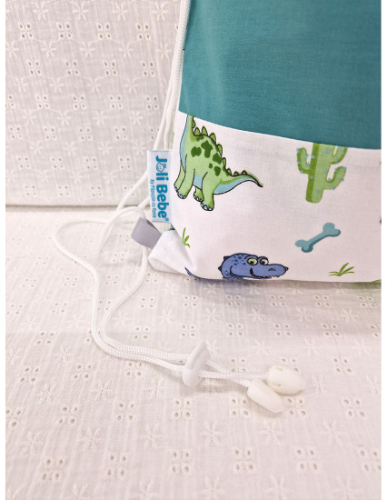 Saculet gradinita personalizat cu nume din Bumbac 40cm x 30cm, dinozauri
