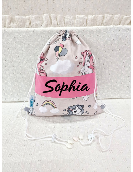 Saculet gradinita personalizat cu nume din Bumbac 40cm x...