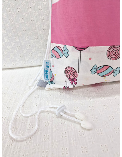 Saculet gradinita personalizat cu nume din Bumbac 40cm x 30cm, bombonele