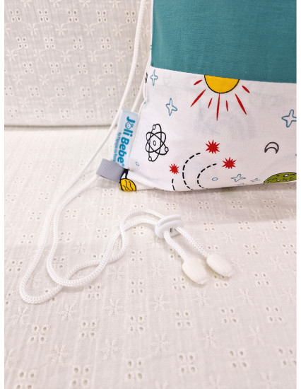 Saculet gradinita personalizat cu nume din Bumbac 40cm x 30cm, rachete