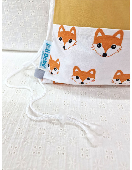 Saculet gradinita personalizat cu nume din Bumbac 40cm x 30cm, vulpita