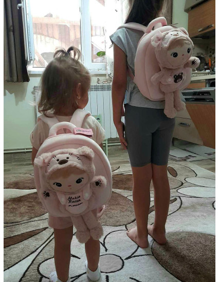 Ghiozdan personalizat fetita Ursulica cu papusica detasabila 2