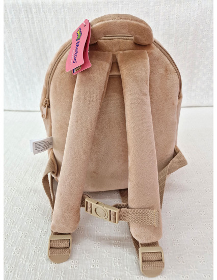 Ghiozdan personalizat fetita Iepuras bej cu fustita cu papusica detasabila