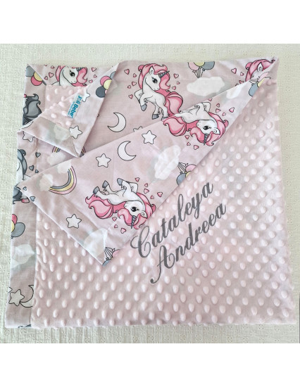 Paturica personalizata cu 2 fete din plus minky si...