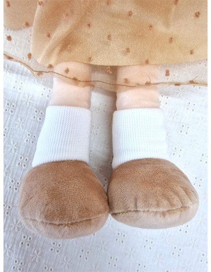 Papusa personalizata fetita Iepuras Bej cu fustita XL