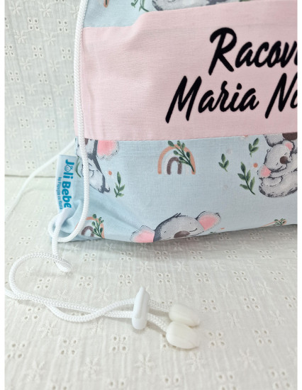 Saculet gradinita personalizat cu nume din Bumbac 40cm x 30cm, koala