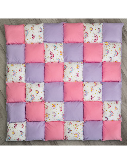 Cort de joaca Teepee, mov cu roz si curcubeu