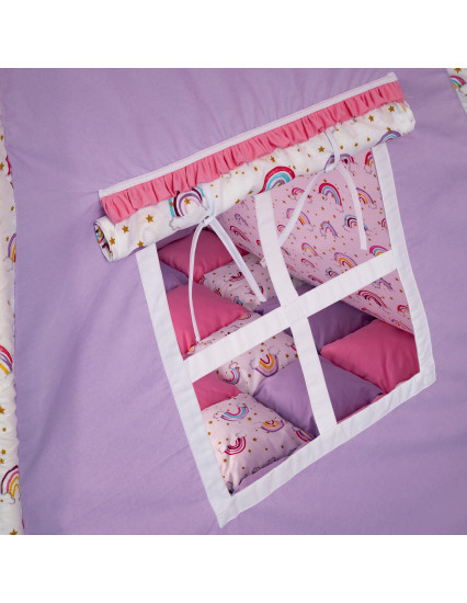 Cort de joaca Teepee, mov cu roz si curcubeu