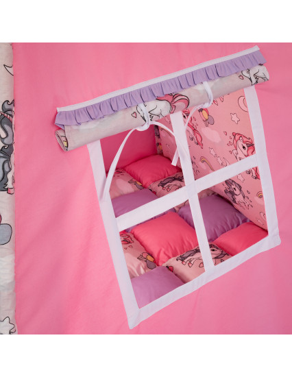 Cort de joaca Teepee, roz cu mov si unicorni