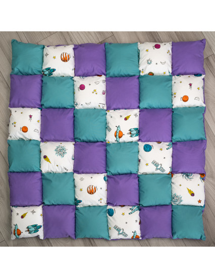 Cort de joaca Teepee, turcoaz cu mov si planete