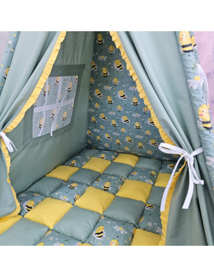 Cort de joaca Teepee, albinute cu kaki 2