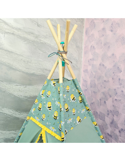 Cort de joaca Teepee, albinute cu kaki