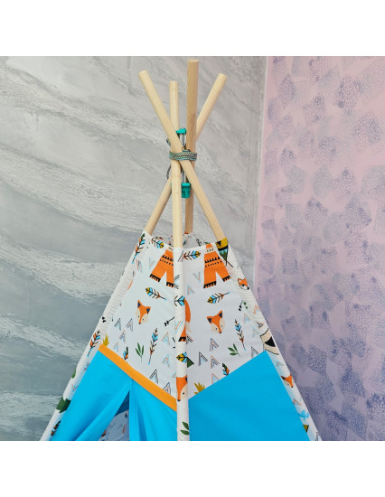 Cort de joaca Teepee, vulpita cu albastru