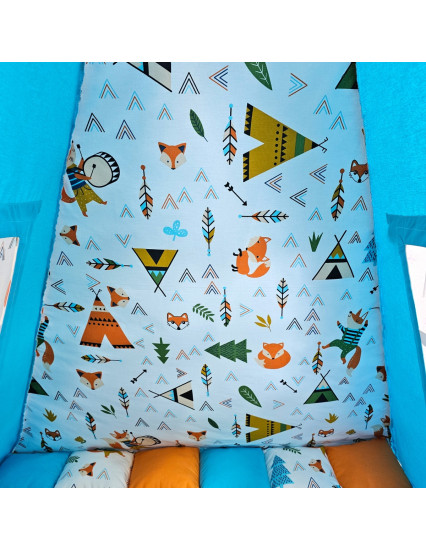 Cort de joaca Teepee, vulpita cu albastru