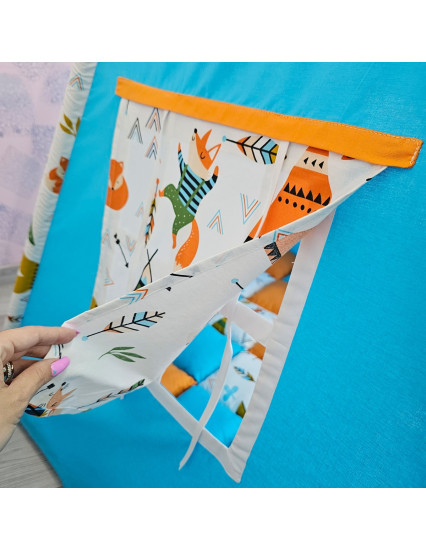 Cort de joaca Teepee, vulpita cu albastru