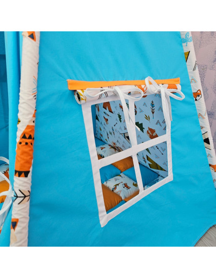 Cort de joaca Teepee, vulpita cu albastru