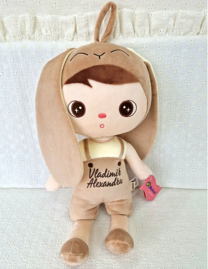 Papusa personalizata baietel Iepur Bej