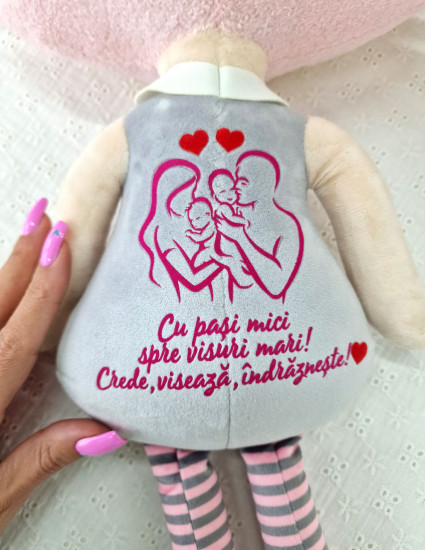 Papusa personalizata fetita Pisica Roz
