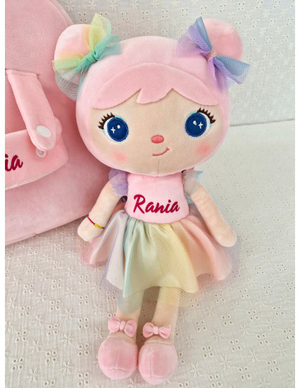 Ghiozdan personalizat Fetita Papusim cu papusica detasabila